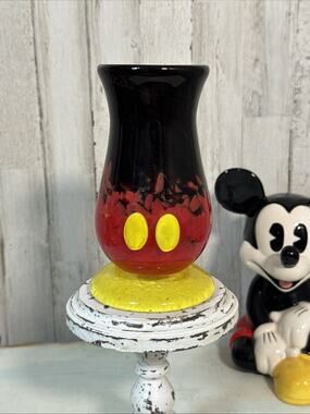 Disney Parks Arribas Bros Blown Glass Heavy Mickey Mouse Standing Vase